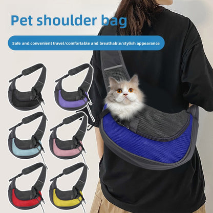 Crossbody Cat Bag Breathable Mesh Pet Shoulder Portable Outings