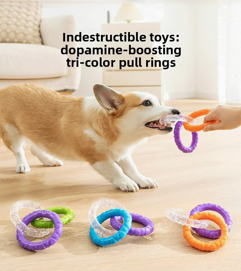 Pet Toy Dog HighValue Durable Chew ThreeLink Interactive Pull Ring