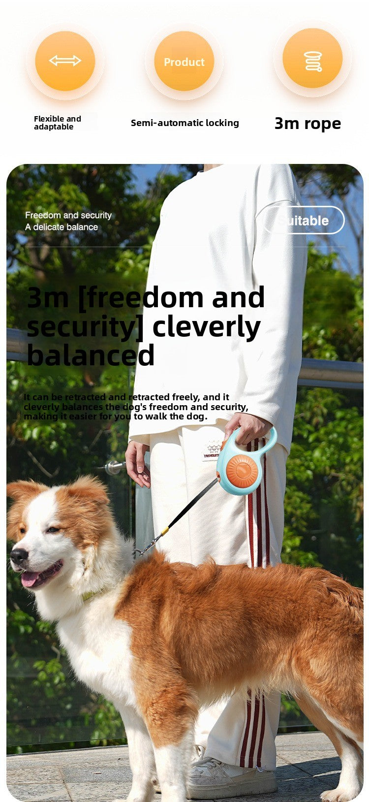 Anti-Escape Automatic Retractable Leash for Dogs Cats Walking Supplies