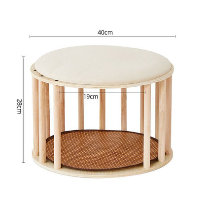 Solid Wood Cat Nest Stool Storage for People and Cats Sharing Cat Supplies Little Kitten House House Four Seasons Warm Cat and Dog Tent