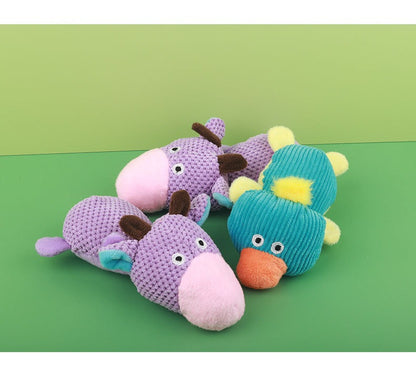 Dog Sound Resistant Bite Grind Teeth Pet Toy Plush Cow Duck Shapes Special Discount