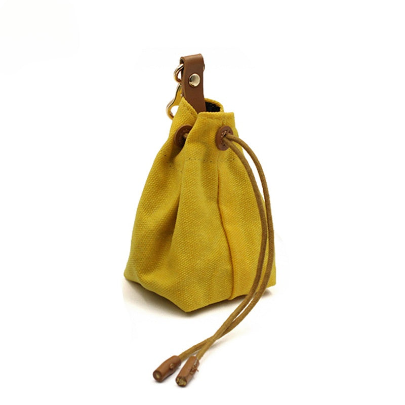 Portable Pet Dog Snack Bag Outdoor Drawstring Canvas Dog Food Bag Dog Supplies