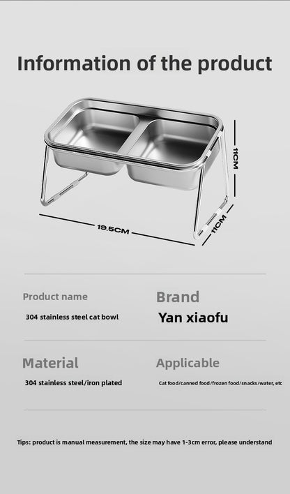 Stainless Steel Double Cat Bowl Anti Tip Pet Food and Water Dish Non Slip Elevated Dog Bowls for Feeding and Drinking