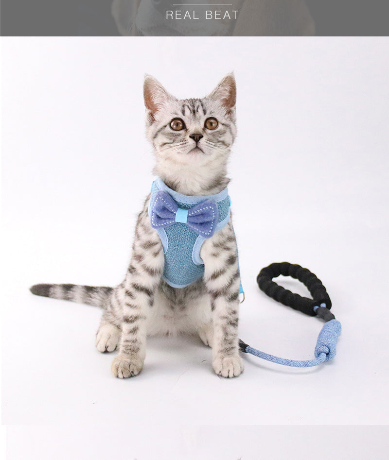 New Bowknot Design Cat Leash Vest-Style Adjustable Walking Harness