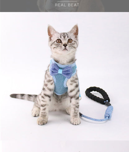 New Bowknot Design Cat Leash Vest-Style Adjustable Walking Harness