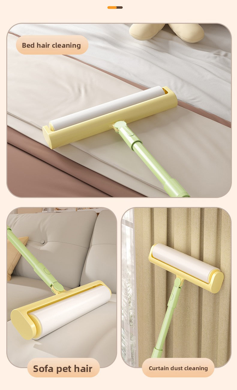 Extra Long Handle Lint Roller for Pet Hair and Dust Sticky Roller Brush with 6 Replaceable Adhesive Sheets Multi Surface Floor Sweeper Magic Hair Remover