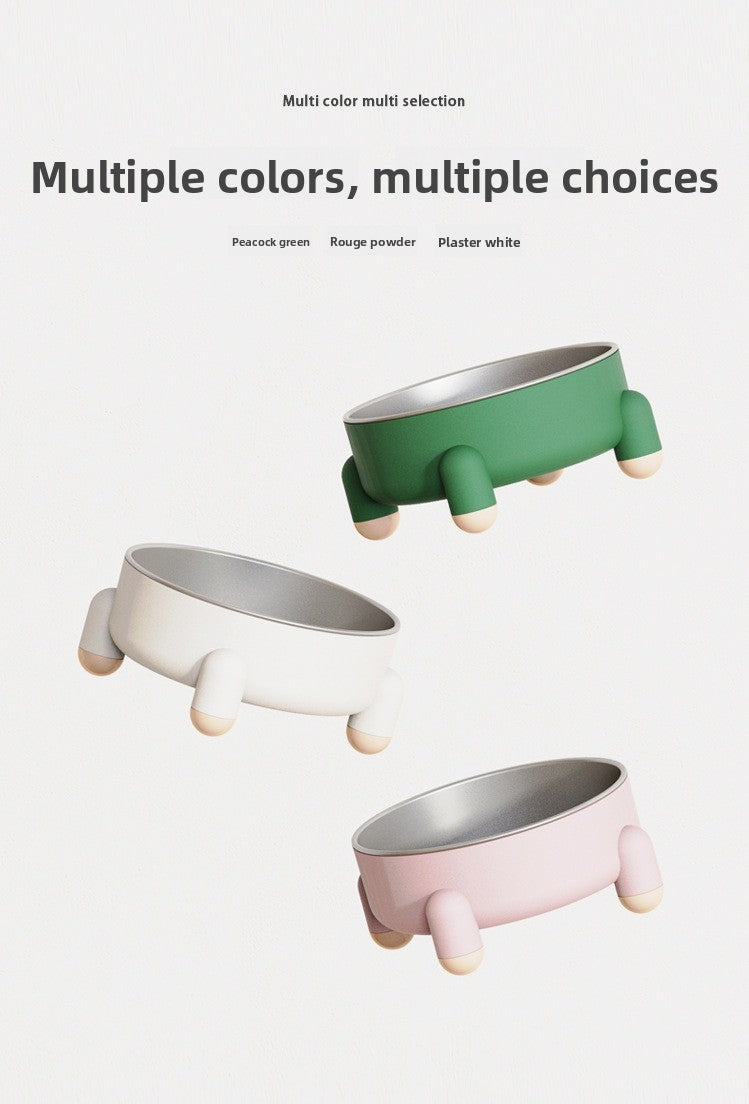 High Feet Stainless Steel Dog Cat Bowl Anti Slip Tip with Neck Protection