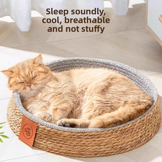 Summer Rattan Cat Villa AllSeason Breathable Comfy ScratchProof Dog House
