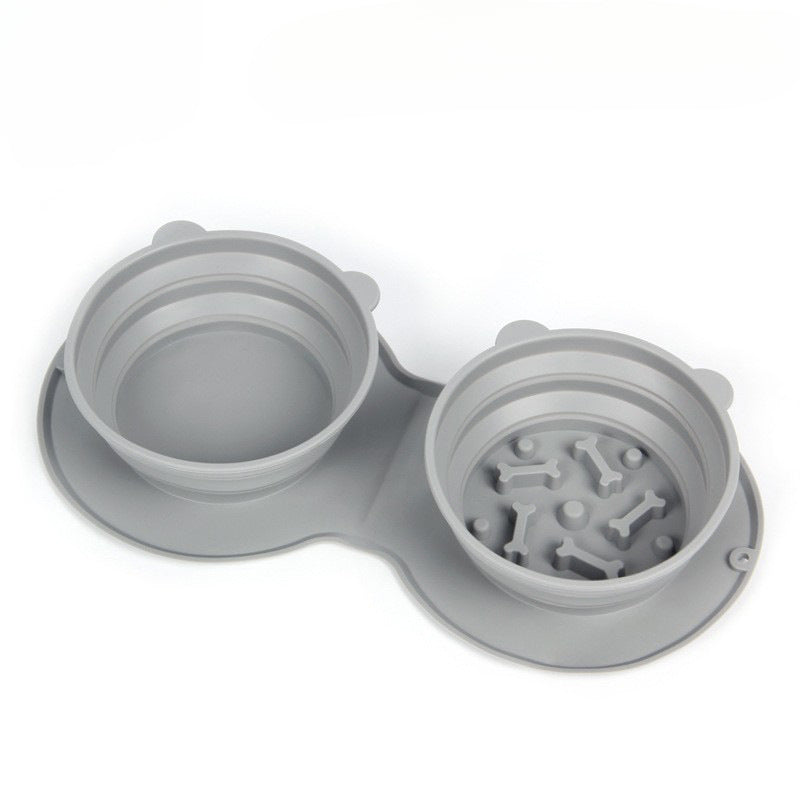Pet Bowl Double Bowl Food Grade Silicone Cat and Dog Bowl Slow Food Bowl Slow Food Bowl Small Stainless Steel Dog Bowl Pet Supplies