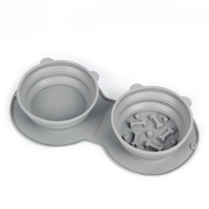 Pet Bowl Double Bowl Food Grade Silicone Cat and Dog Bowl Slow Food Bowl Slow Food Bowl Small Stainless Steel Dog Bowl Pet Supplies