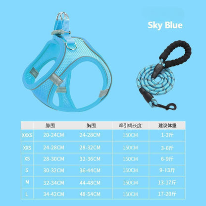 New Pet Vest-Style Pet Harness Reflective Breathable Cat Dog Leash Walking Leash Dropshipping