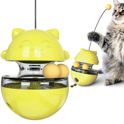 Pet Wholesale Wobble Cat Toy Feeding Ball Self-entertaining Fur Ball Cat Teaser Wand Spinner