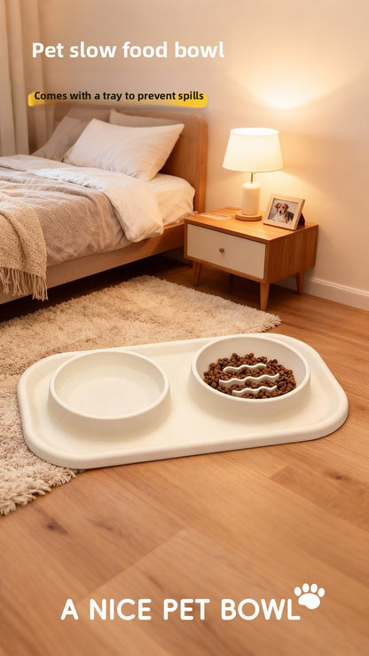 Pet Bowl Double Bowl Food Grade Silicone Cat and Dog Bowl Slow Food Bowl Slow Food Bowl Small Stainless Steel Dog Bowl Pet Supplies