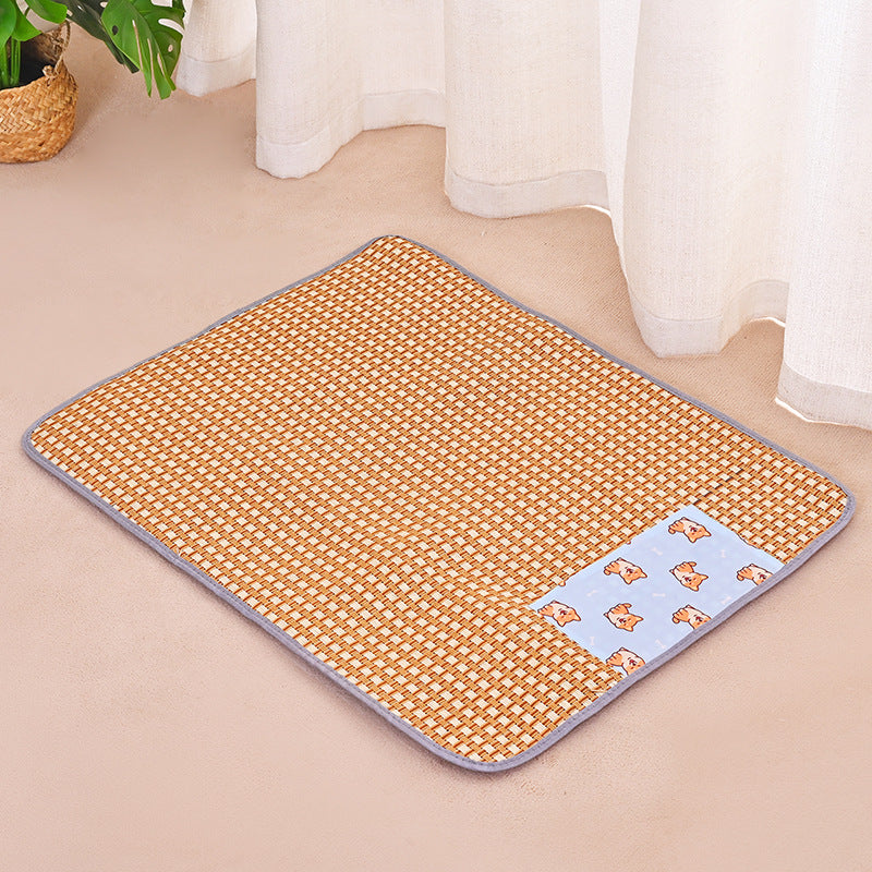 Cooling Mat Pet Bed Mat for All Seasons Rattan Teddy Cat Dog Summer Use