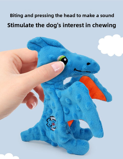 Dog Sound Plush Dinosaur Toy with Crinkle Paper for Durable Chewing