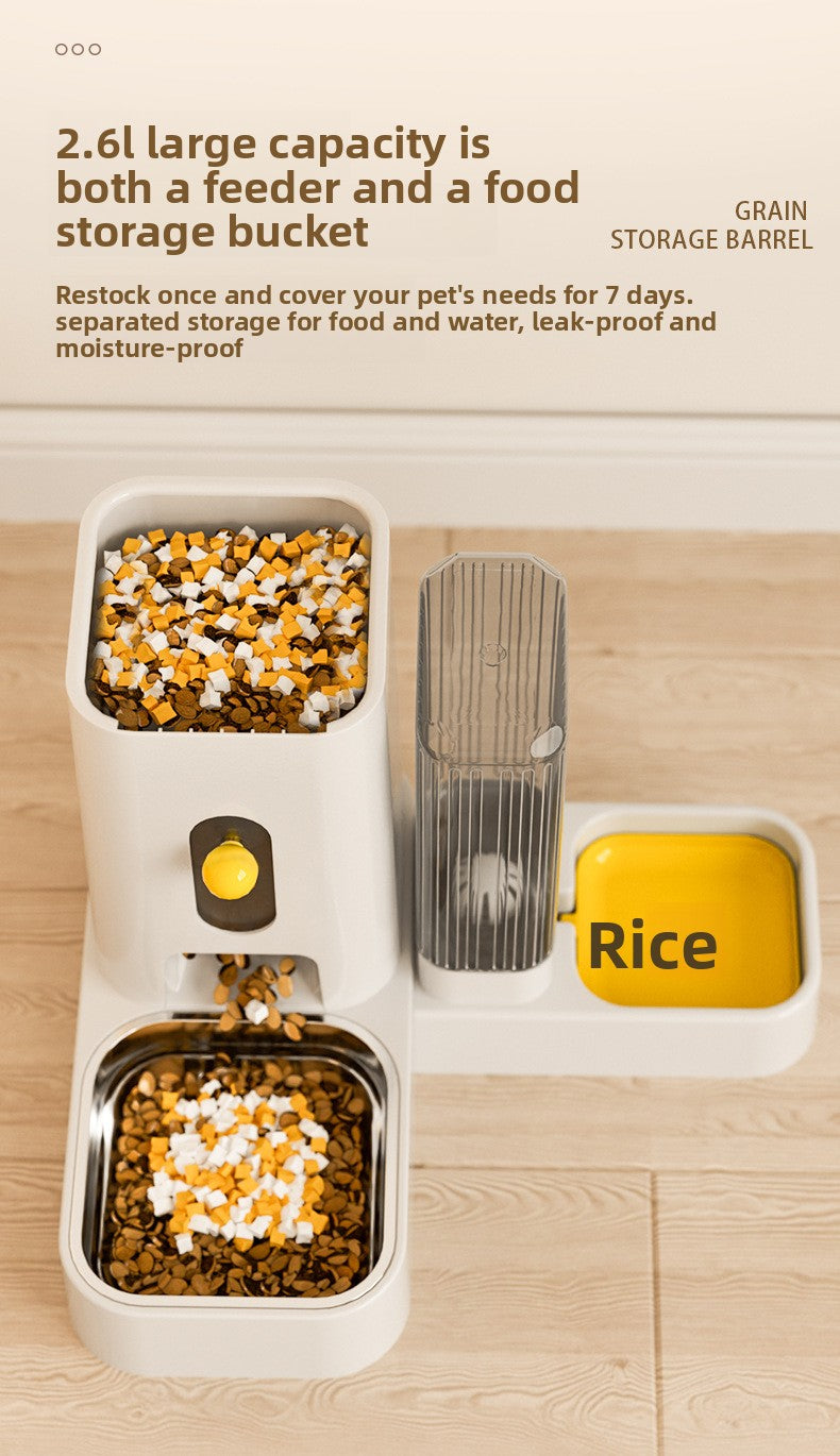 Stainless Steel Cat Bowl Dog Bowl Automatic Water Dispenser with Dry Wet Food Separation Large Capacity Pet Feeder Drinking Fountain Quiet Pump