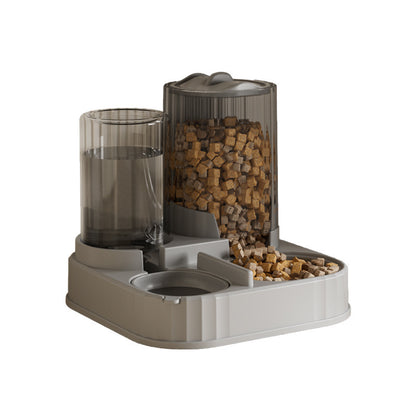 Cat Water Fountain Combined with Automatic Pet Feeder and Flowing Drinking Water Bowl