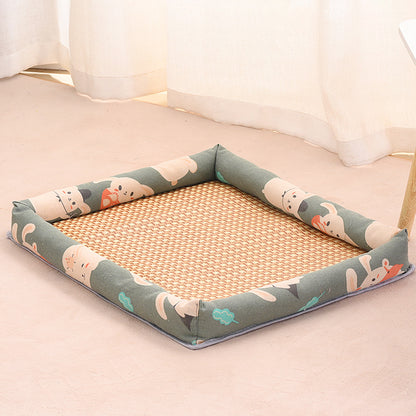 Pet Supplies Summer Cooling Mat Nest Rattan Woven Ice Bed for Cats Sleep
