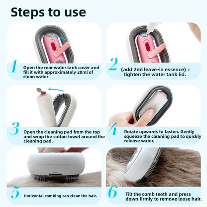 Reusable Pet Hair Removal Comb with No Wash Sticky Wipes Cat Dog Grooming Brush for Shedding Control and Furniture Carpet Clothes Fur Cleaning