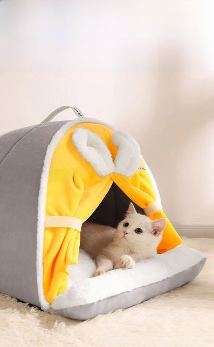 Household Cat House Dog House Kitten Bed Winter Warm Tent House Semi-Enclosed All-Season Universal