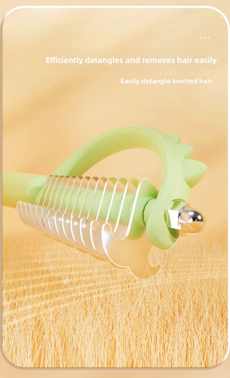 Double Sided Cat Comb for Shedding Small Dinosaur Cute Design Pet Grooming Brush Massage Knot Comb Macaron Colors Long Hair Short Hair