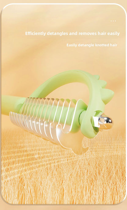 Double Sided Cat Comb for Shedding Small Dinosaur Cute Design Pet Grooming Brush Massage Knot Comb Macaron Colors Long Hair Short Hair