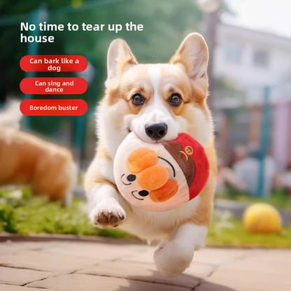 Plush Electric Jumping Ball Dog Toy Self Entertainment Sound for Puppy Teething Durable Corgi Chew
