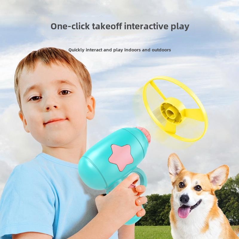 Interactive Pet Toy Flying Disc Launcher for Cats and Dogs