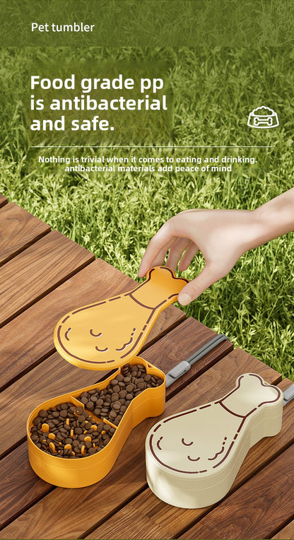 Portable Pet Travel Water Bottle and Food Container Double Layer Dog Cat Outdoor Feeder Leak Proof Dual Use Cup