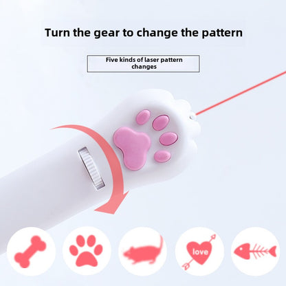 Cross-Border Pet Toy Laser Cat Teaser Creative Cat's Paw Six-in-One Projection Charging Funny Cat Pen