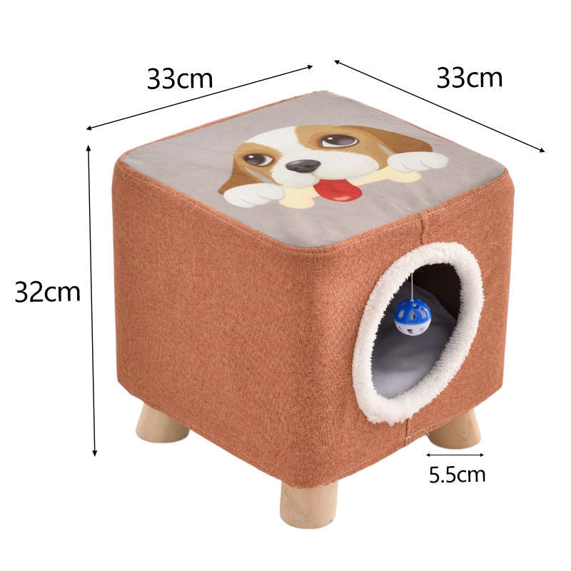 Solid Wood Cat Nest Stool Storage for People and Cats Sharing Cat Supplies Little Kitten House House Four Seasons Warm Cat and Dog Tent