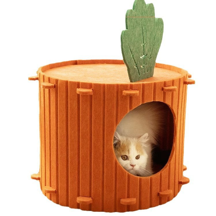 WinterWarm WearProof Felt Cat House Enclosed Bed with Scratching Board