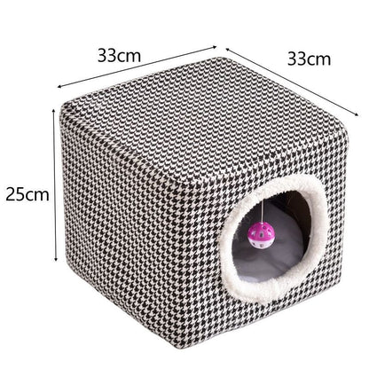 Solid Wood Cat Nest Stool Storage for People and Cats Sharing Cat Supplies Little Kitten House House Four Seasons Warm Cat and Dog Tent