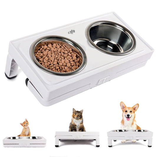 Sturdy Adjustable Height Angle Pet Feeder 750ml Stainless Bowl