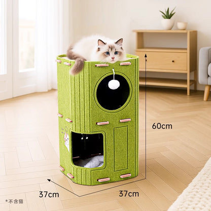 Luxury Multi-layer Pet Cat Tree All-season Design Winter Double-layer Scratching Board Enclosed Cat House