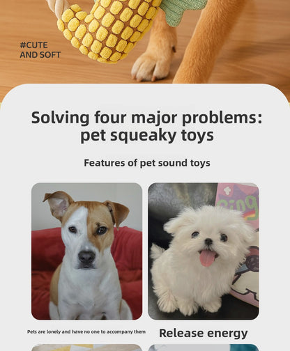 Squeaky Dog Toy Pineapple Fleece Chew Resistant Puppy Teething Chew Toy for Small Medium Dogs Like Corgi Golden Retriever Boredom Relief Interactive Pet Toy