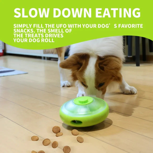 UFO Shaped Pet Interactive Snack Dispenser Dog Slow Feeder Training Toy