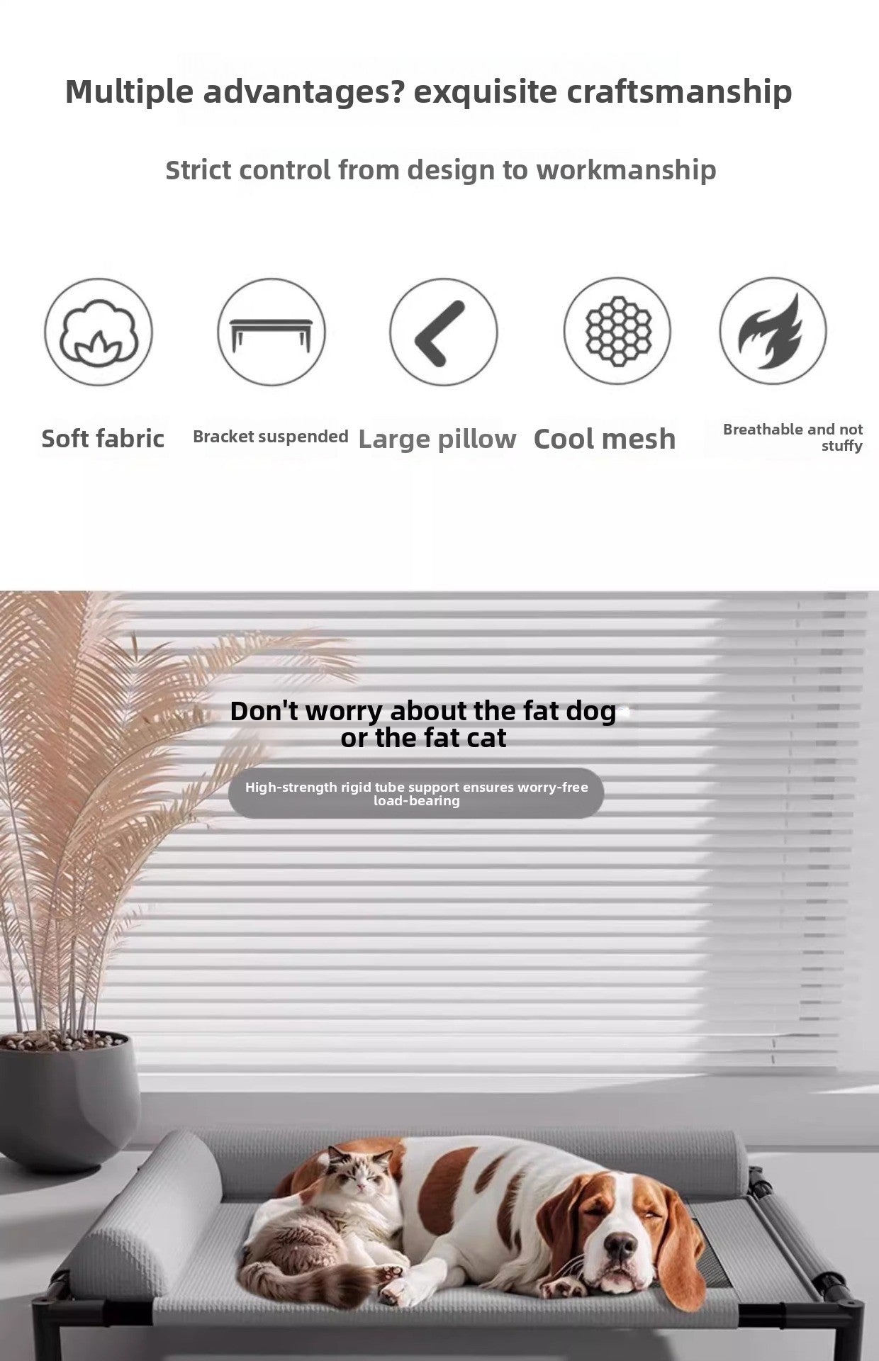 All Season Pet Camping Bed for Dogs and Cats Breathable Summer Cool Moisture Proof Detachable Washable Off Ground Small Med