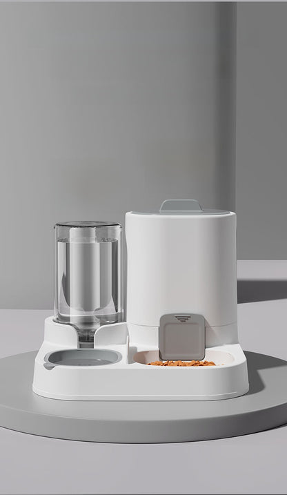 Automatic Cat and Dog Feeder and Water Dispenser Combo with Double Bowls, Neck Protection, Anti-Clumping, Large Capacity Pet Food Utensils