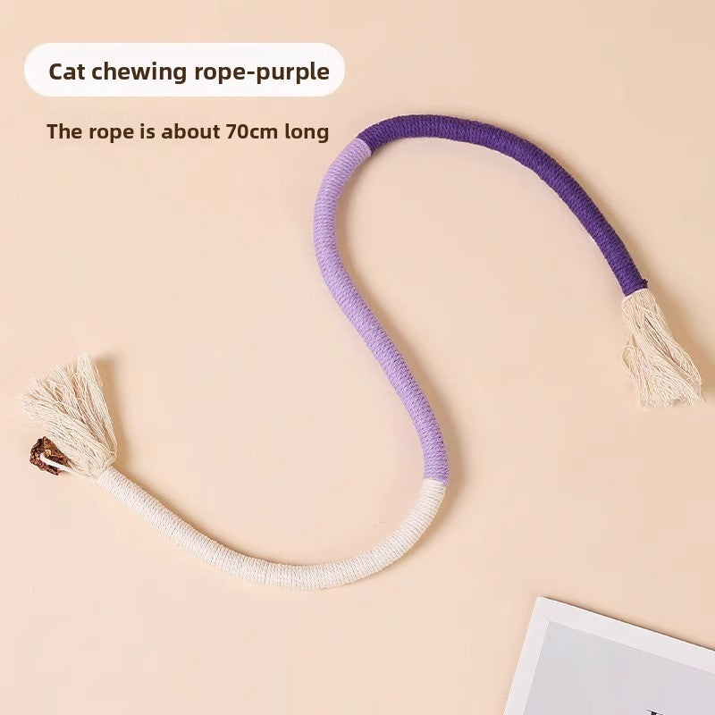 Cat Teaser Chew Rope Toy Self Fun Boredom Easing Teeth Grinding Wand Accessory