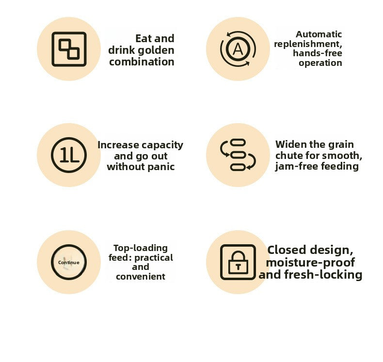 Automatic Cat Dog Water Dispenser with Food Feeder and Grain Storage Bucket