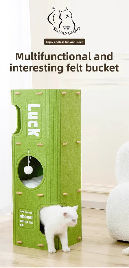 Luxury Multi-layer Pet Cat Tree All-season Design Winter Double-layer Scratching Board Enclosed Cat House