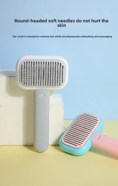 Professional Stainless Steel Pet Deshedding Brush One Click Hair Removal Comb for Cats Dogs Effective Grooming and Massage Tool