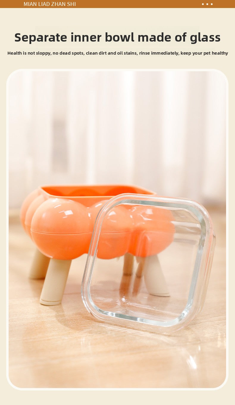 Pipitao Cat Bowl Bubble Glass Design Four Legged High Foot Easy to Clean Pet Feeder