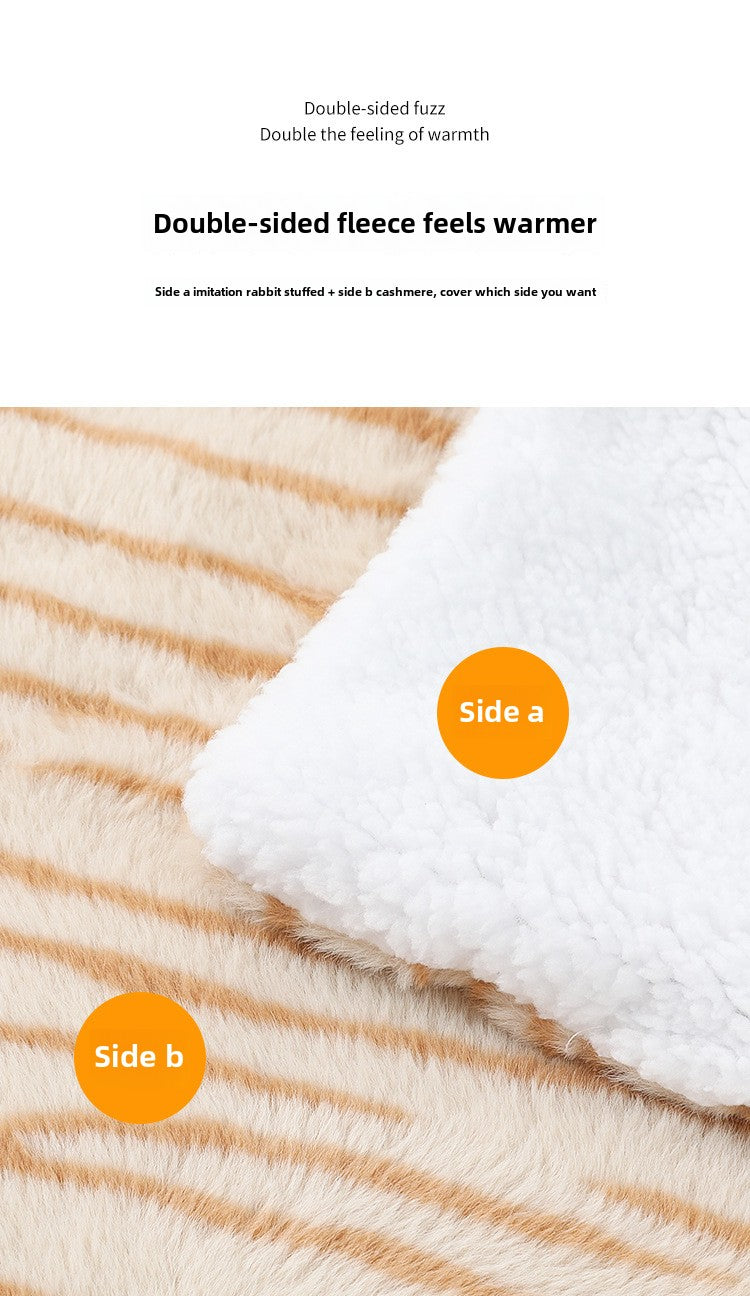 Pet Thickened Fleece Winter Tiger Stripe Zebra Print Pet Blanket Dog Cat Bed