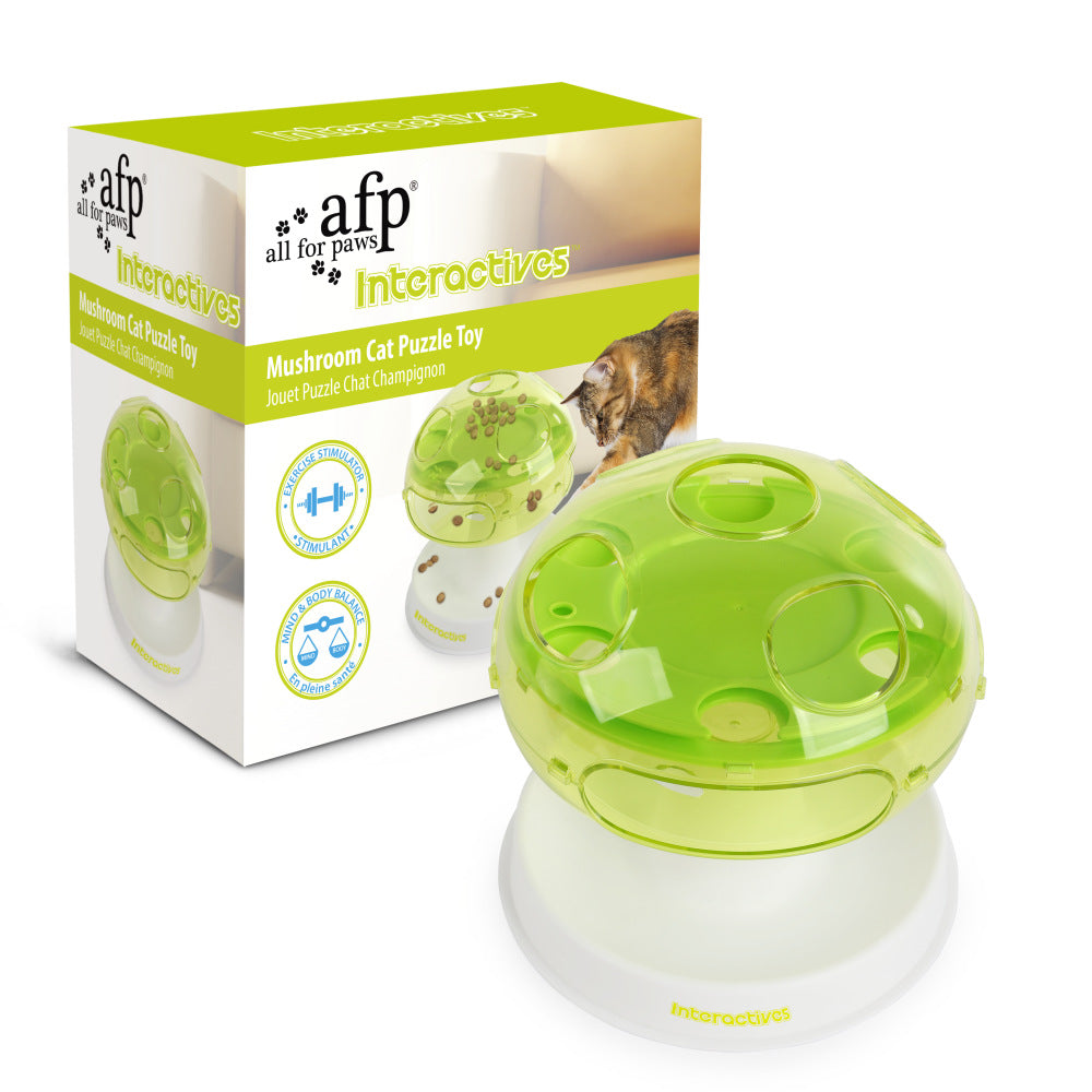 Pet Interactive Slow Feeder Mushroom Cat Food Leakage Educational Toy