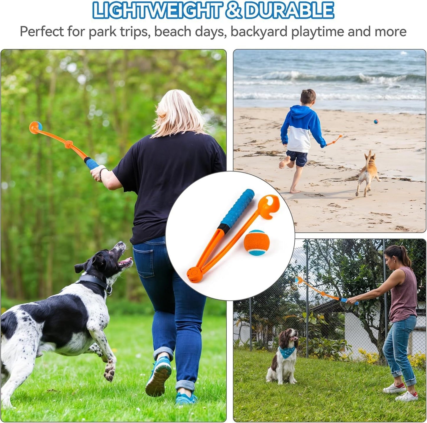 Dog Outdoor Training Foldable Handheld Tennis Ball Thrower Retrieval