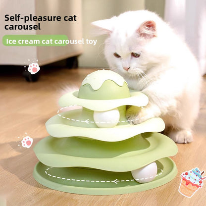 Three Layer Ice Cream Track Cat Play Board for Kitten Self Entertainment Boredom Busting Toy