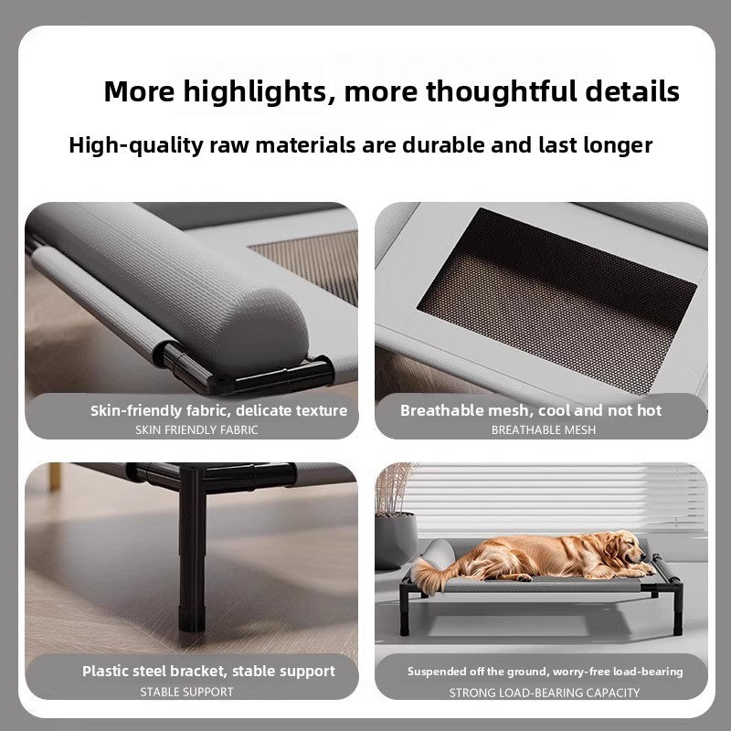 All Season Pet Camping Bed for Dogs and Cats Breathable Summer Cool Moisture Proof Detachable Washable Off Ground Small Med