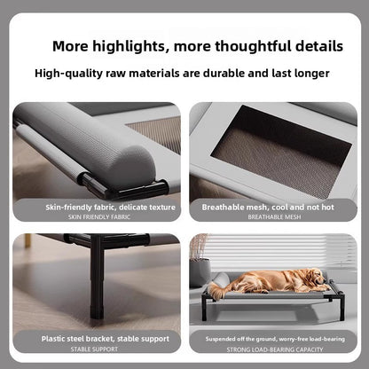 All Season Pet Camping Bed for Dogs and Cats Breathable Summer Cool Moisture Proof Detachable Washable Off Ground Small Med